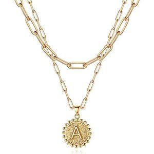 Yoosteel Gold Initial Necklaces for Women Girls, 14K Gold Plated Dainty Layering